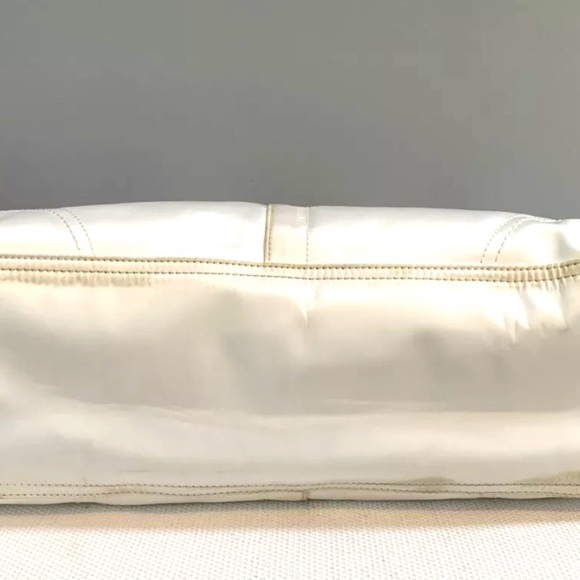 COACH Hampton Nylon Sateen Leather Handbag, ivory and yellow - Picture 5 of 7